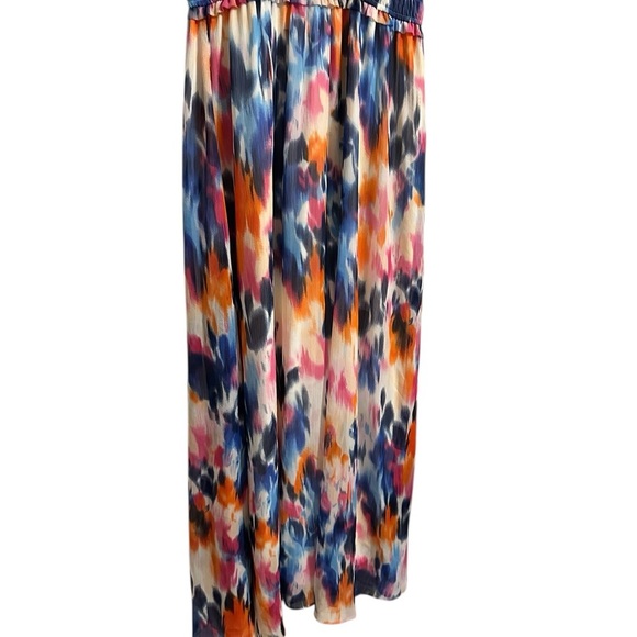 London Times Tie Dye Rainbow Watercolor Sleeveless Maxi Dress Size 12 - Picture 6 of 8